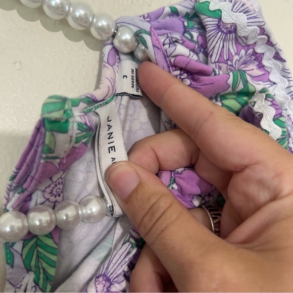 Janie and Jack Lilac Breeze Floral Ruffle Collar Dress SIZE 3 - Picture 4 of 5